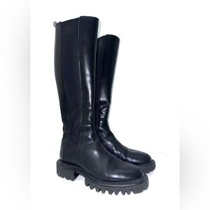 All Saints Mona Tall Black Lug Sole Boots 39=9